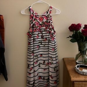 Betsy Johnson size 8 floral and navy blue stripped dress